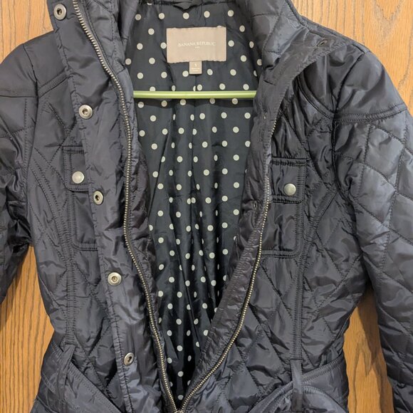 Banana Republic Factory Quilted Coat-Navy Blue Size Small - Picture 4 of 6